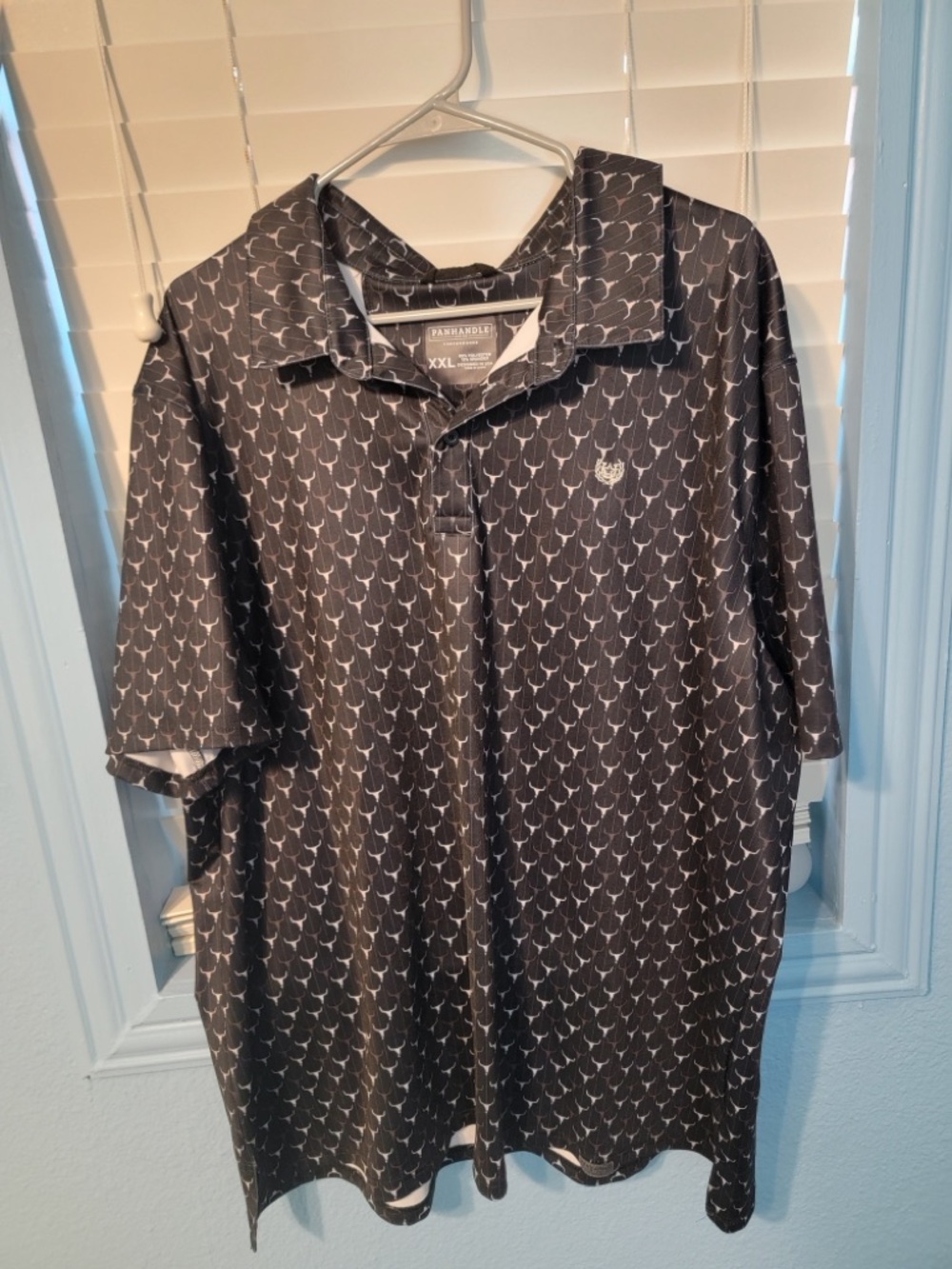 Men's Black Patterned Polo